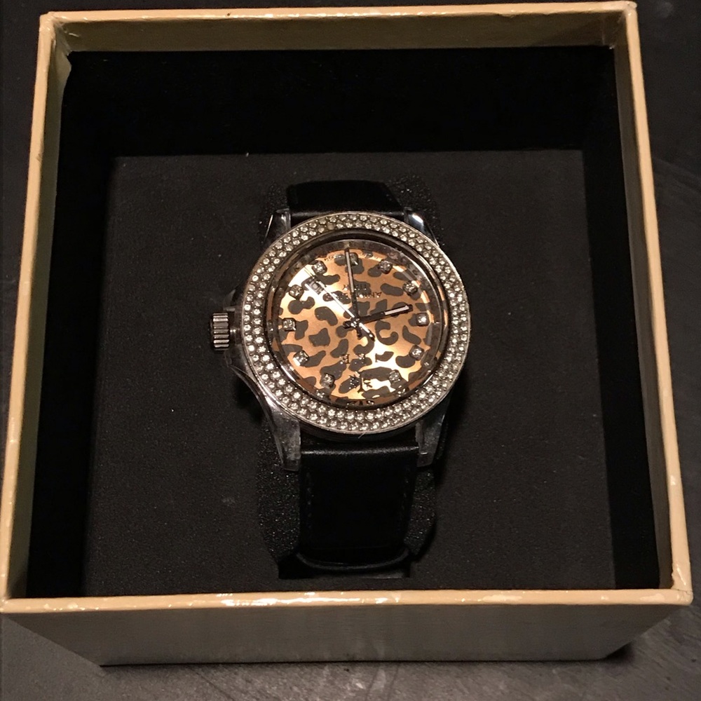 IKE Watch leopard face crystal leather strap $175! - Picture 5 of 7